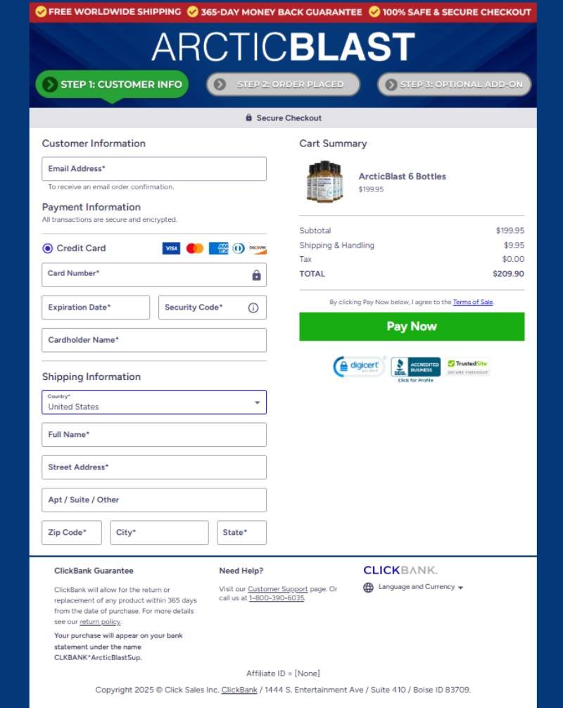 ArcticBlast Official Website Secure Order Page